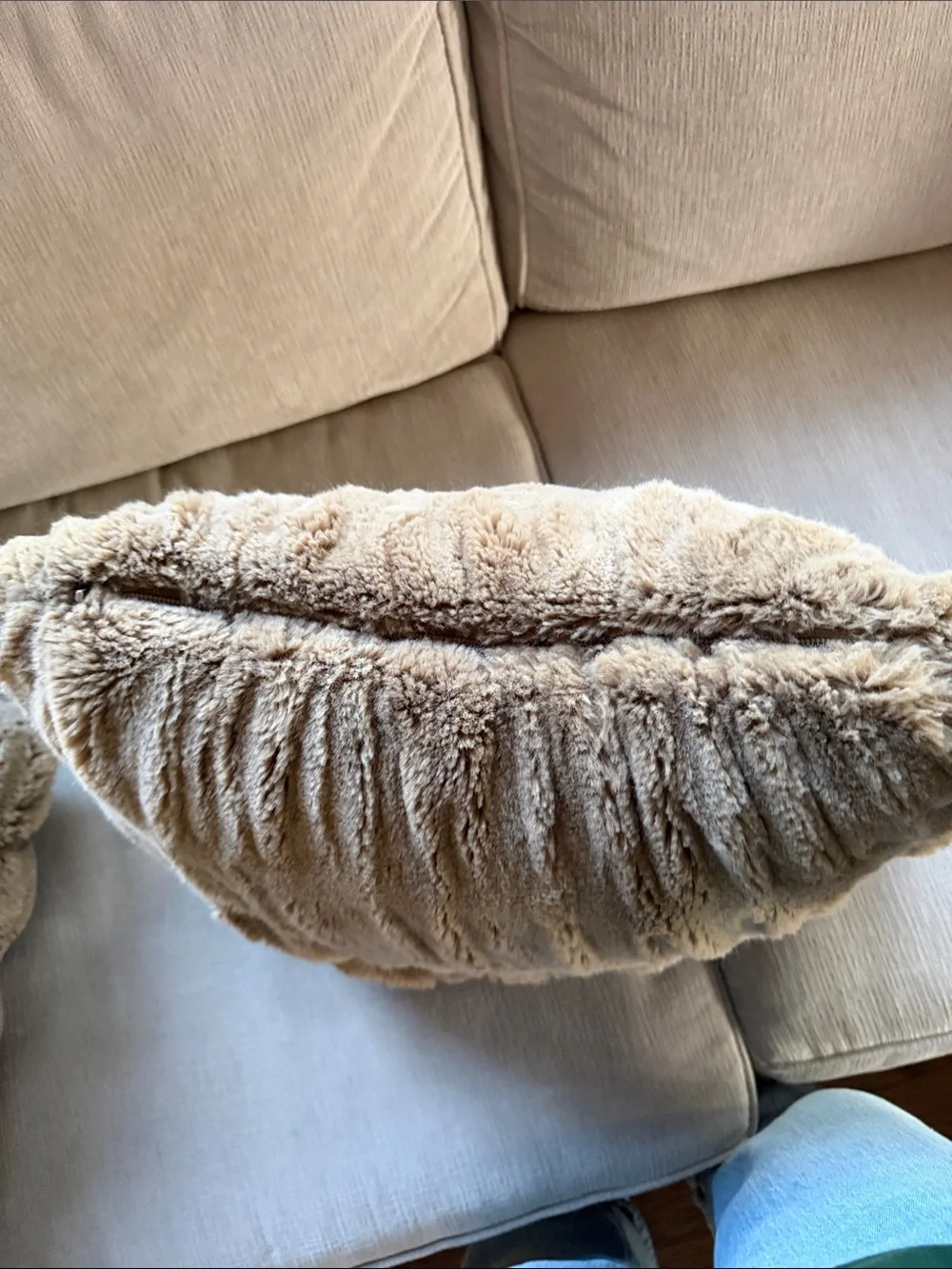 Pottery Barn Ruched Faux Fur Throw Pillows - Taupe Brown 1 available